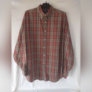 Daniel Cremieux Long sleeve Brown Red Button down men's shirt Tailored
